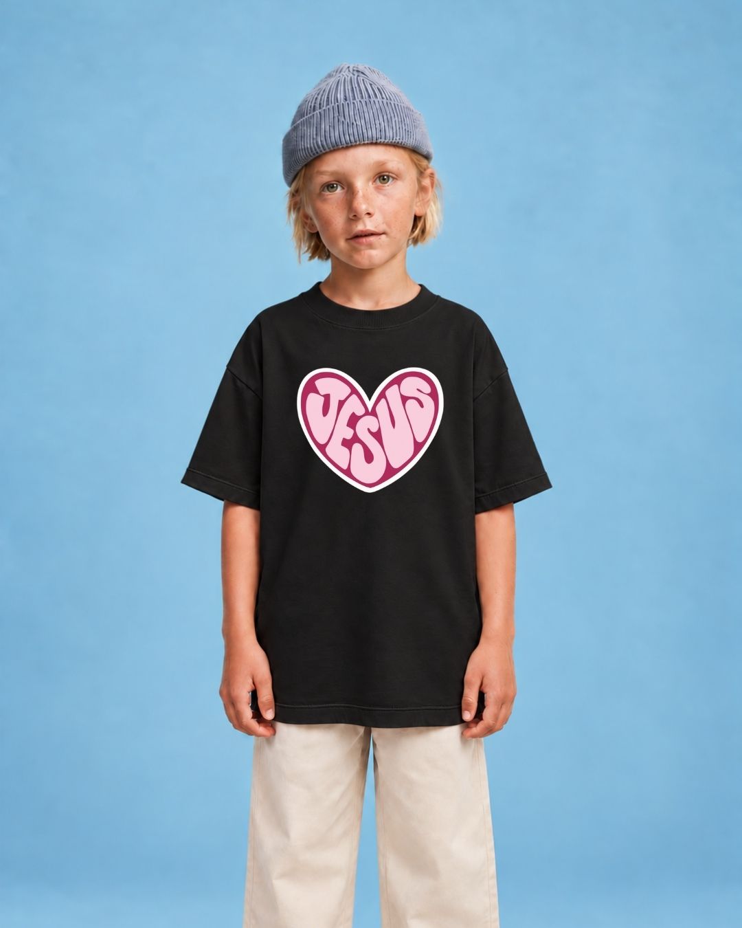 Camiseta Oversized Infantil "I Love Jesus"