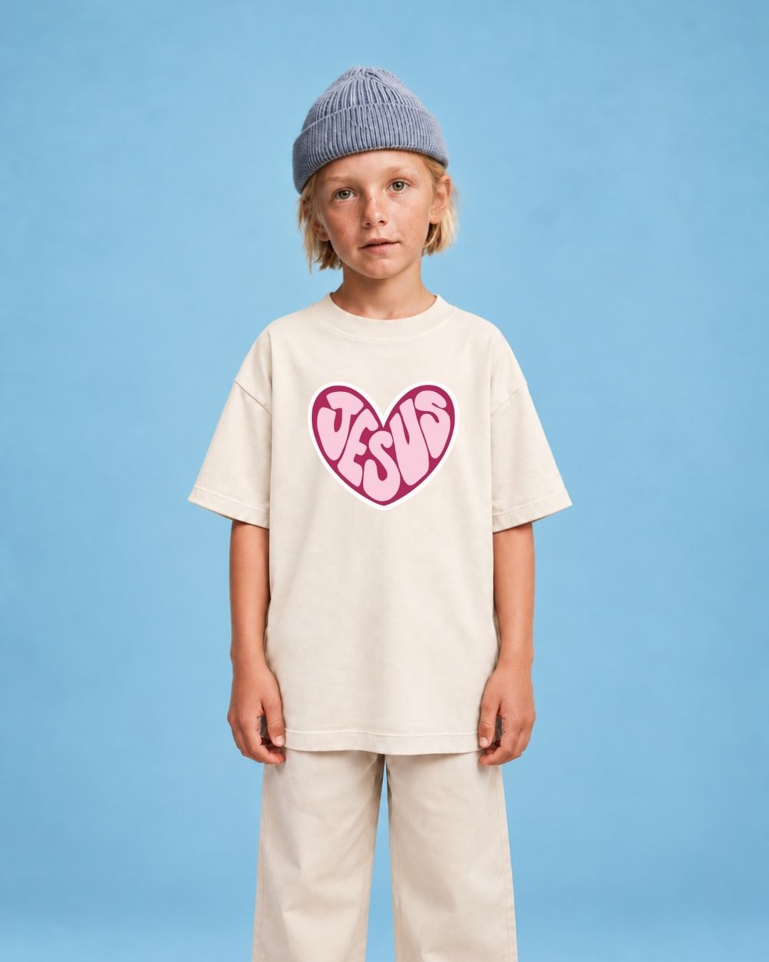 Camiseta Oversized Infantil "I Love Jesus"
